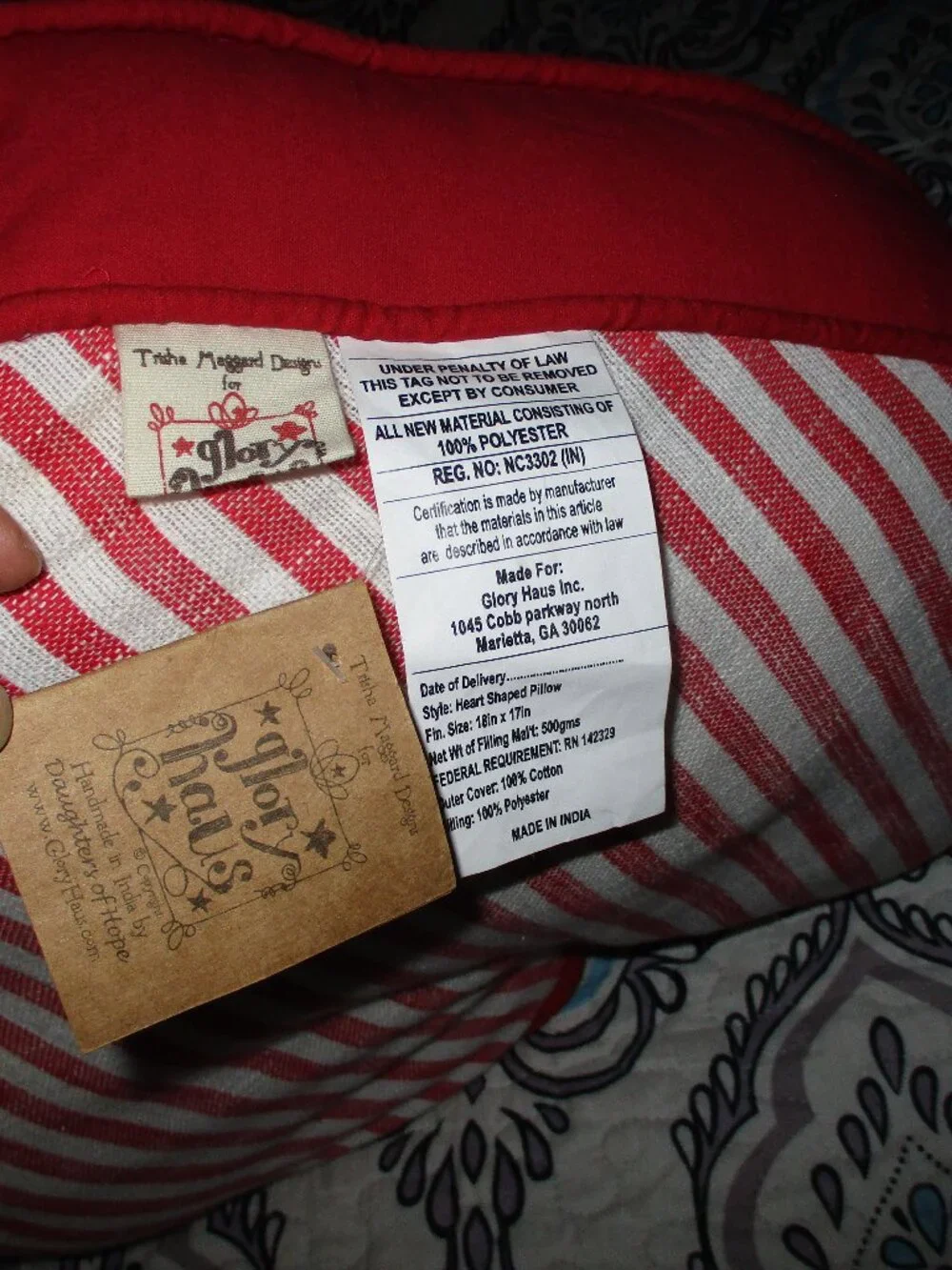 Glory Haus Heart Pillow - Handmade Heart-Shaped Linen Hug Pillow, I Love You